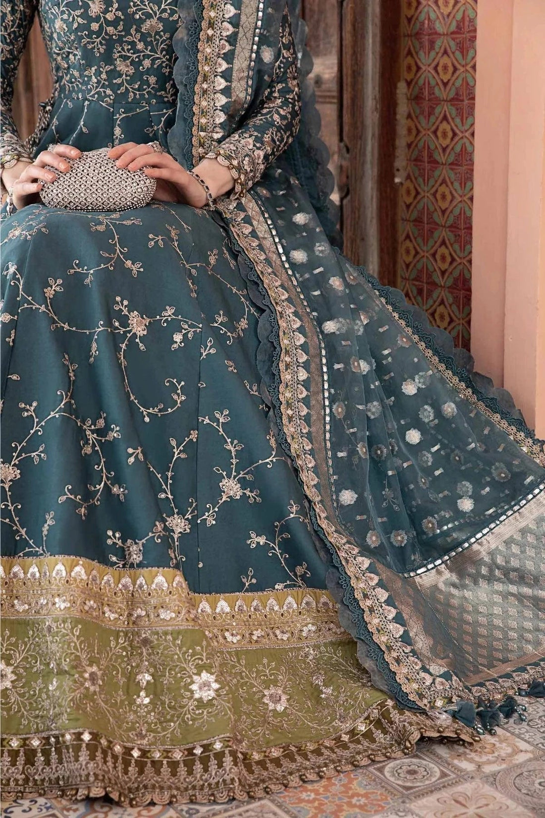 Maria B | Sateen Formals 23 | Teal CST-710 - House Of Hania