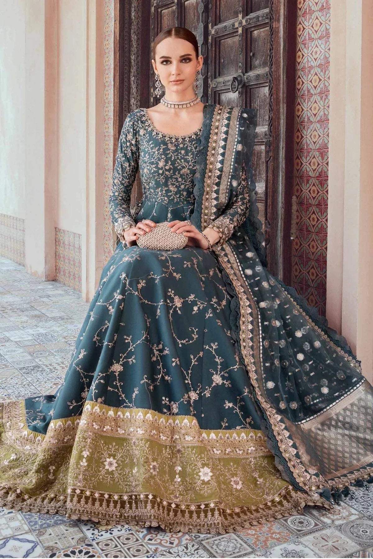 Maria B | Sateen Formals 23 | Teal CST-710 - House Of Hania