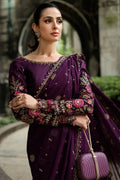 Maria B | Soiree Collection | Embroidered Chiffon Saree WF-09-01-Purple - House Of Hania