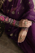Maria B | Soiree Collection | Embroidered Chiffon Saree WF-09-01-Purple - House Of Hania