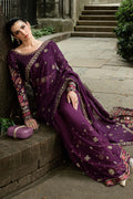 Maria B | Soiree Collection | Embroidered Chiffon Saree WF-09-01-Purple - House Of Hania