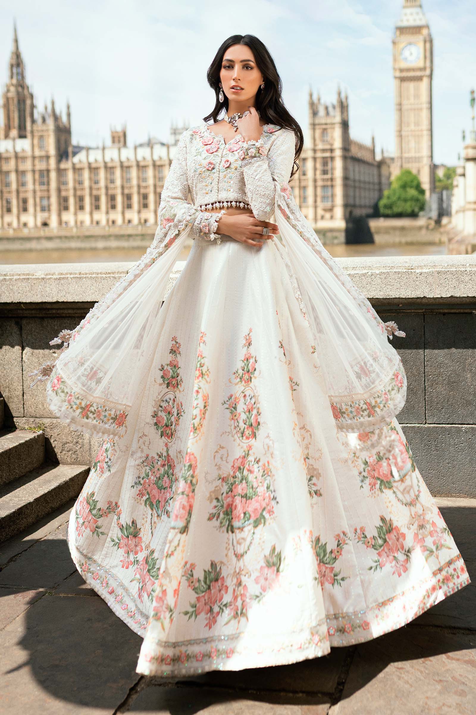 Maria B | Soiree Collection | Embroidered Raw Silk Suit WF-09-02-White - House Of Hania