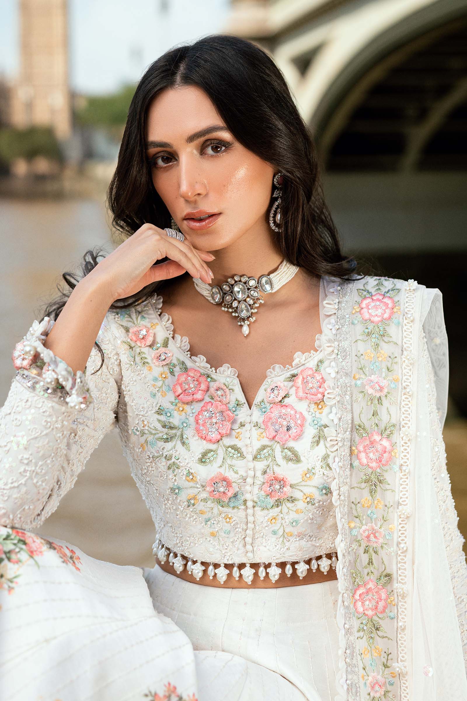 Maria B | Soiree Collection | Embroidered Raw Silk Suit WF-09-02-White - House Of Hania