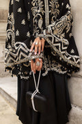 Maria B | Soiree Collection | Embroidered Raw Silk Suit WF-09-03-Black - House Of Hania