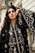 Maria B | Soiree Collection | Embroidered Raw Silk Suit WF-09-03-Black - House Of Hania