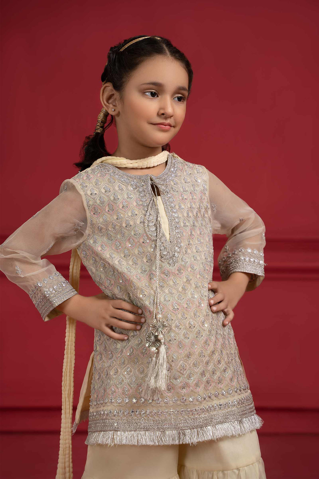 Maria B | Suit Lime Yellow MKS-W23-23 - House Of Hania