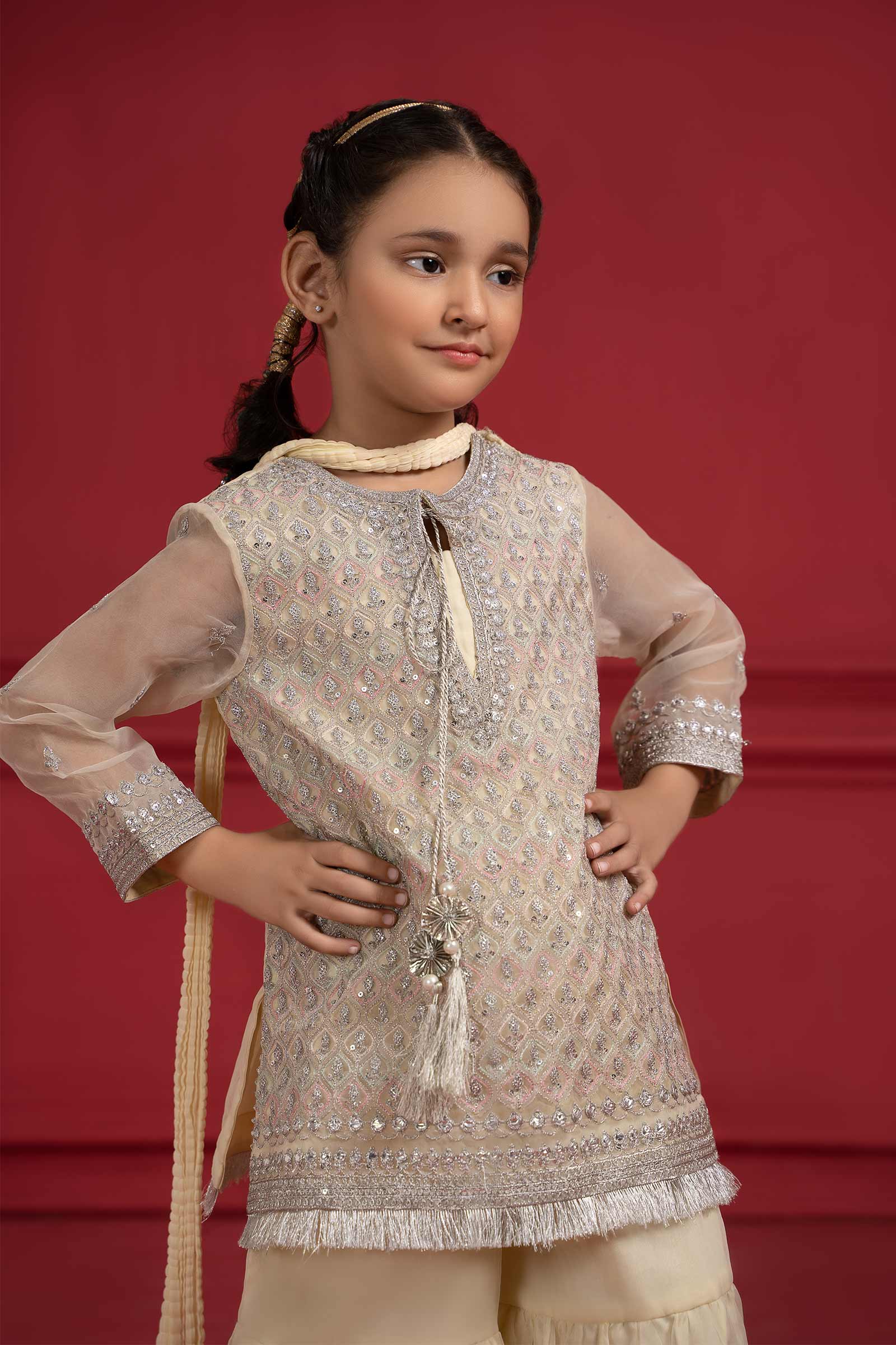 Maria B | Suit Lime Yellow MKS-W23-23 - House Of Hania