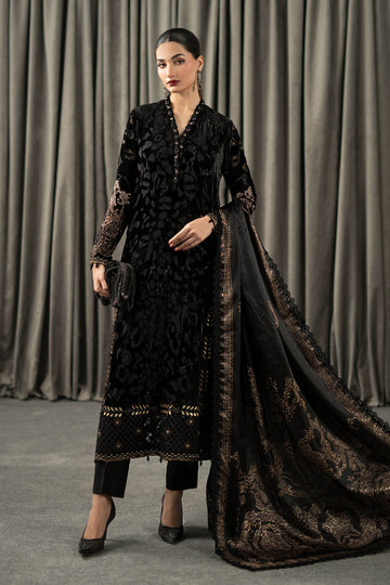 Maria B | Winter Luxe Pret 25 | WLS-1301-Black and Gold - House Of Hania