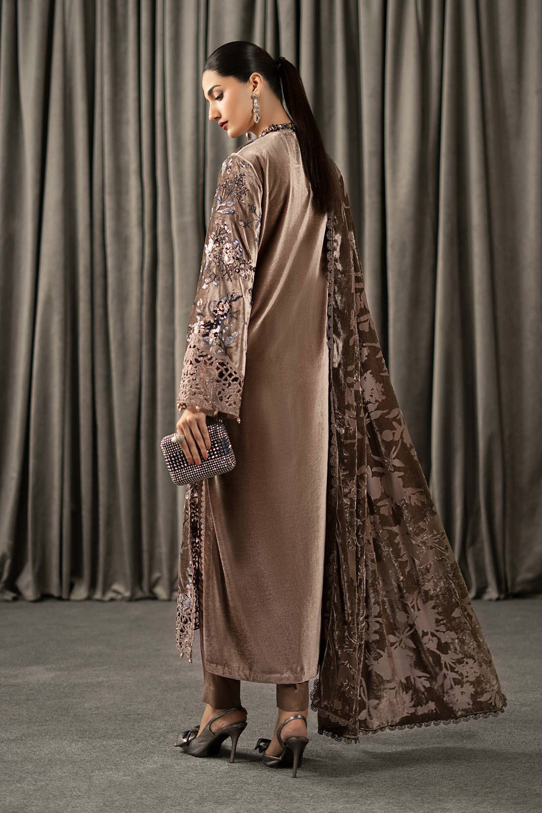 Maria B | Winter Luxe Pret 25 | WLS-1303-BEIGE - House Of Hania