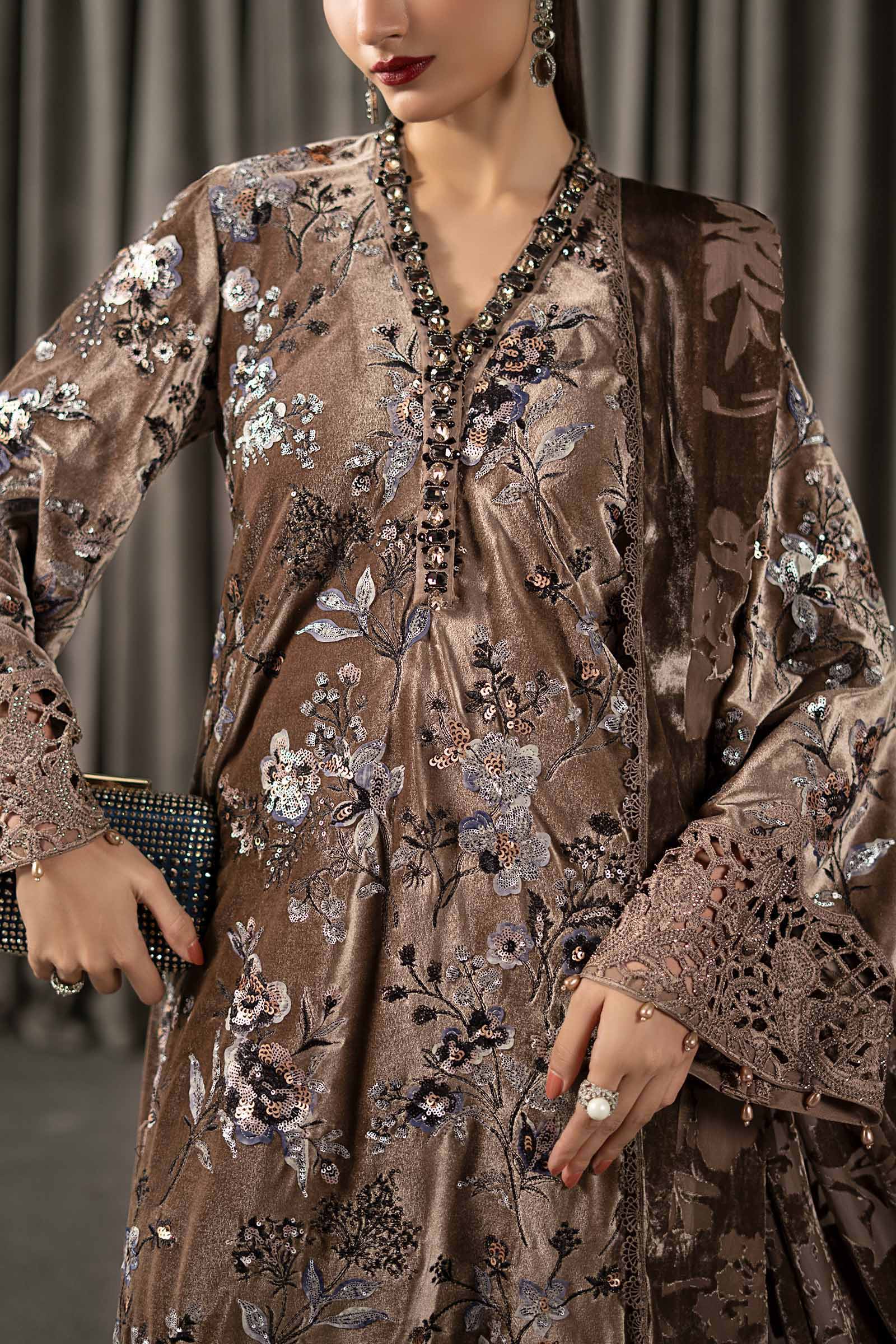 Maria B | Winter Luxe Pret 25 | WLS-1303-BEIGE - House Of Hania