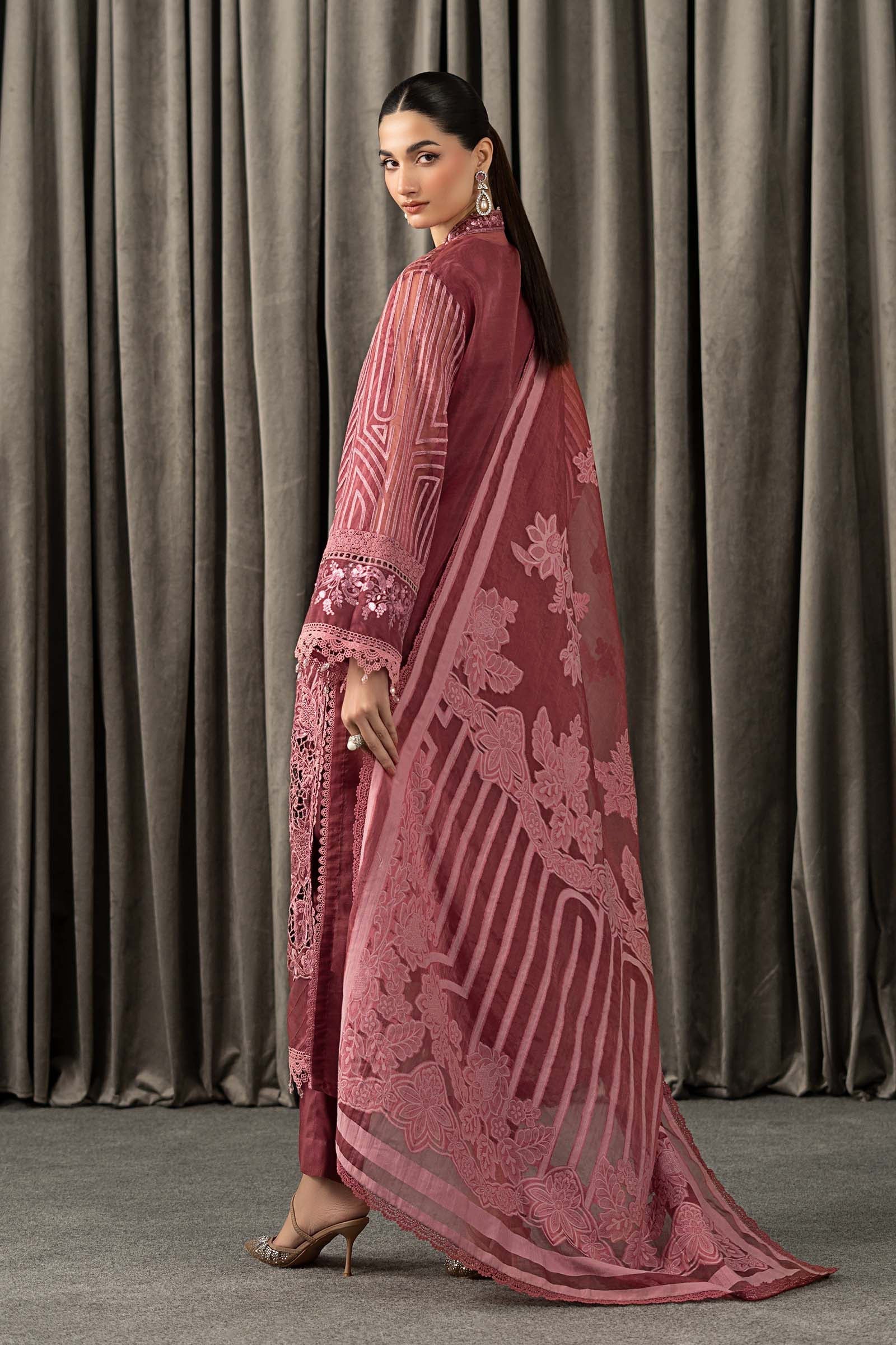 Maria B | Winter Luxe Pret 25 | WLS-1304-Ash Pink - House Of Hania