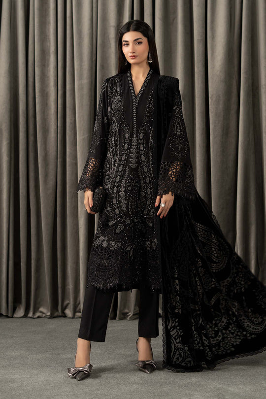 Maria B | Winter Luxe Pret 25 | WLS-1307-Black - House Of Hania