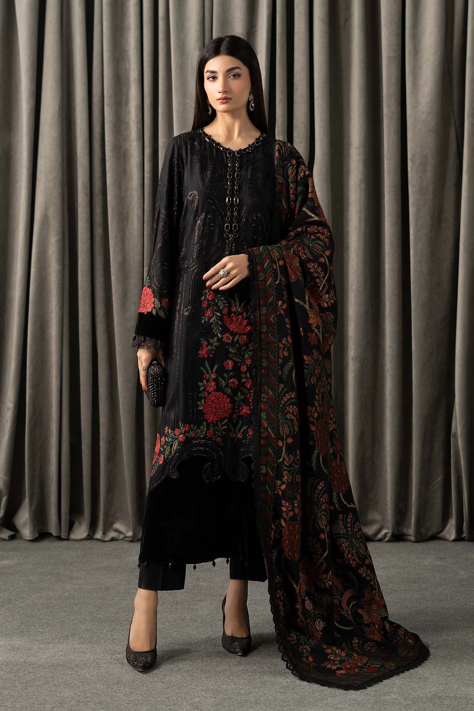 Maria B | Winter Luxe Pret 25 | WLS-1309-Black - House Of Hania