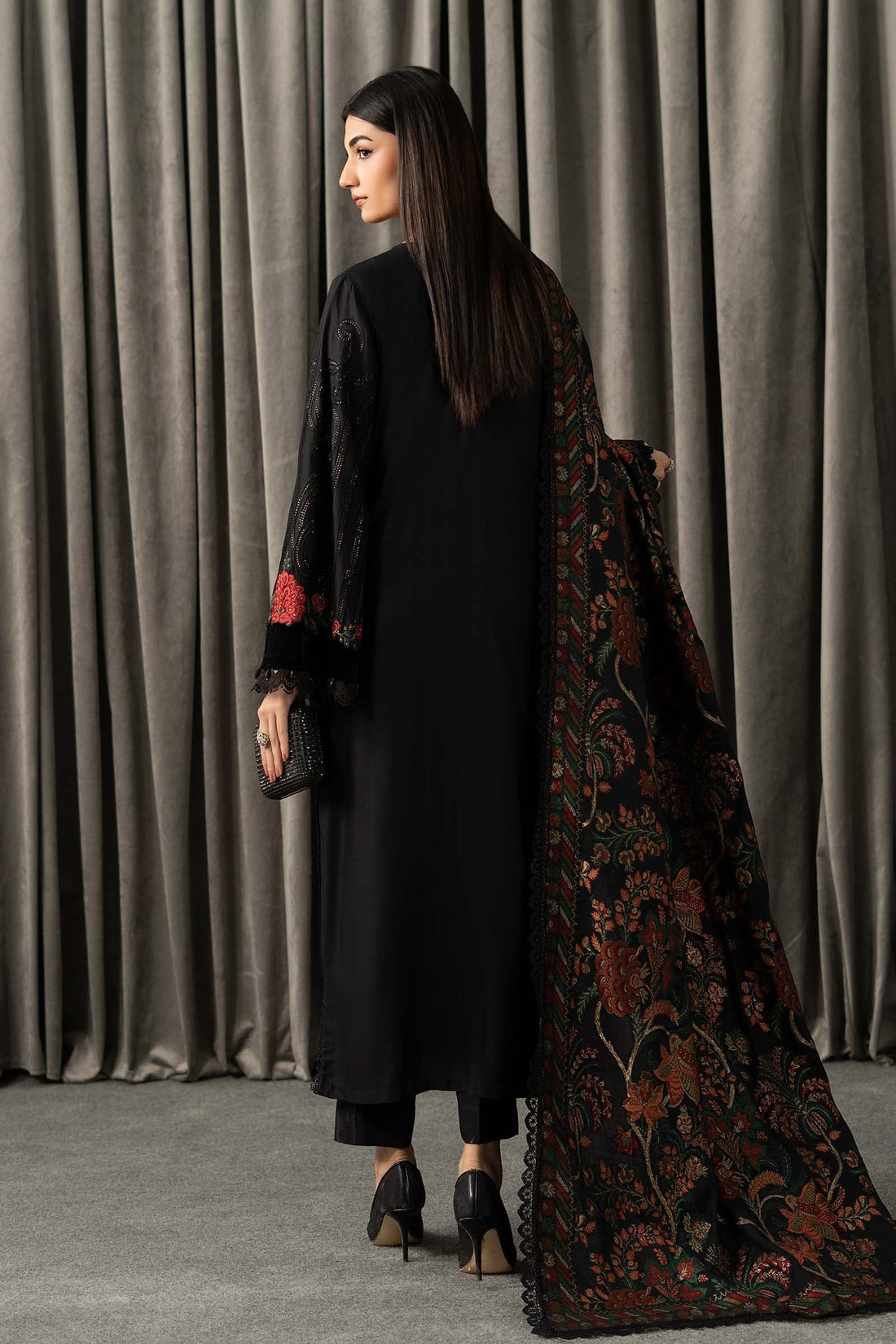 Maria B | Winter Luxe Pret 25 | WLS-1309-Black - House Of Hania