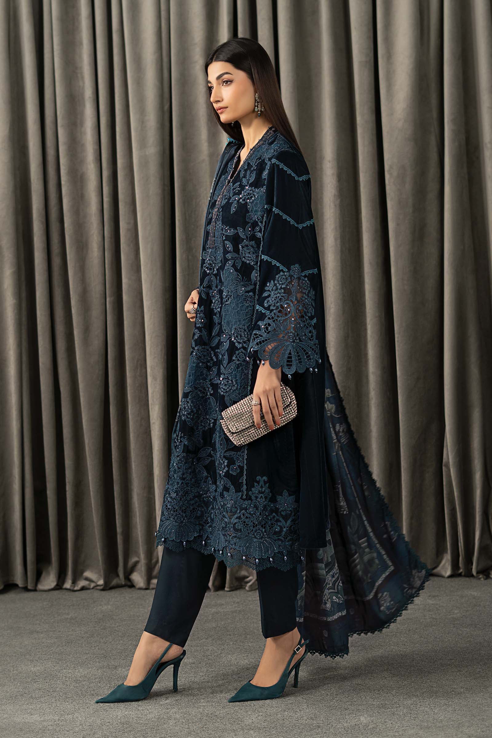 Maria B | Winter Luxe Pret 25 | WLS-1310-Teal - House Of Hania