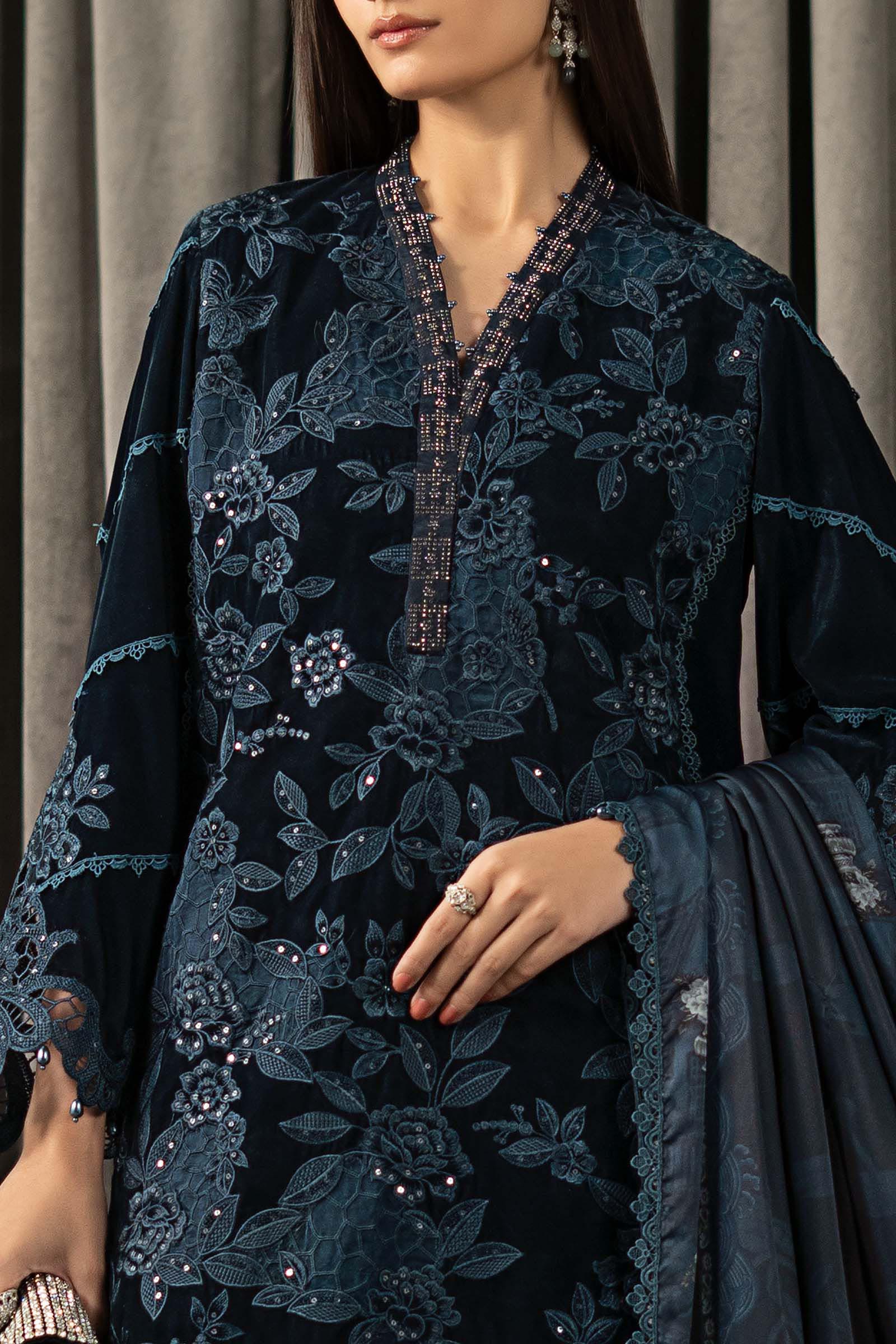 Maria B | Winter Luxe Pret 25 | WLS-1310-Teal - House Of Hania