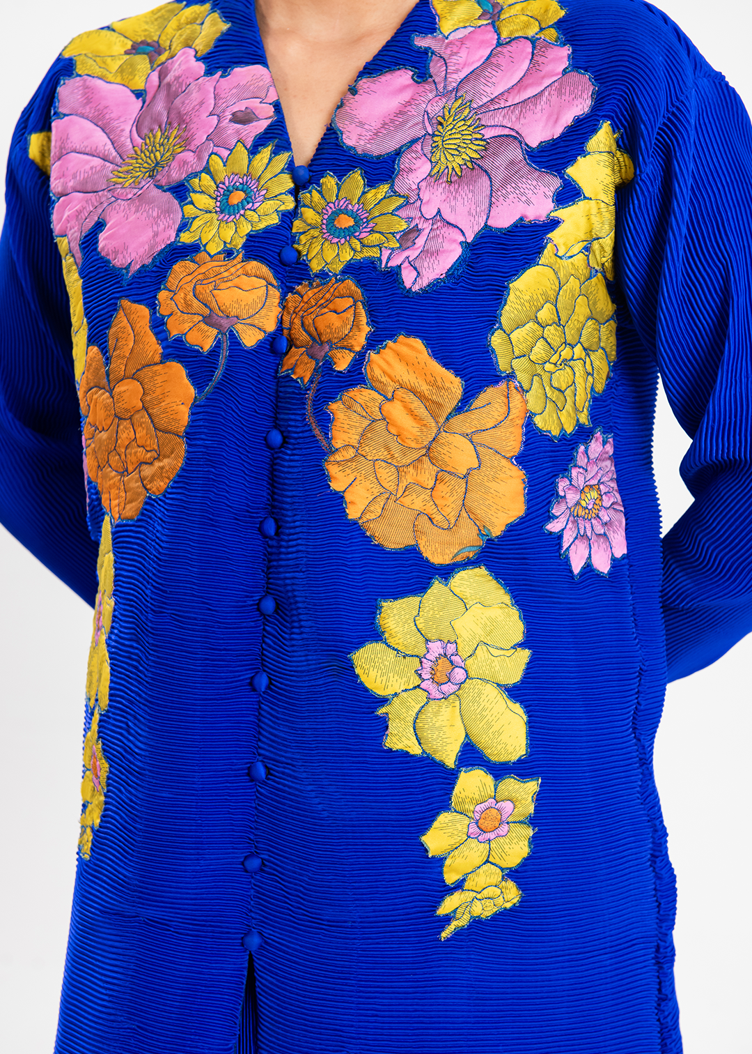 Maria Osama Khan | Claire Pleated Silk | Azure - House Of Hania