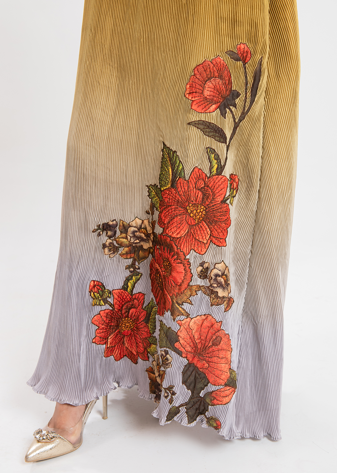 Maria Osama Khan | Claire Pleated Silk | Honeycomb - House Of Hania