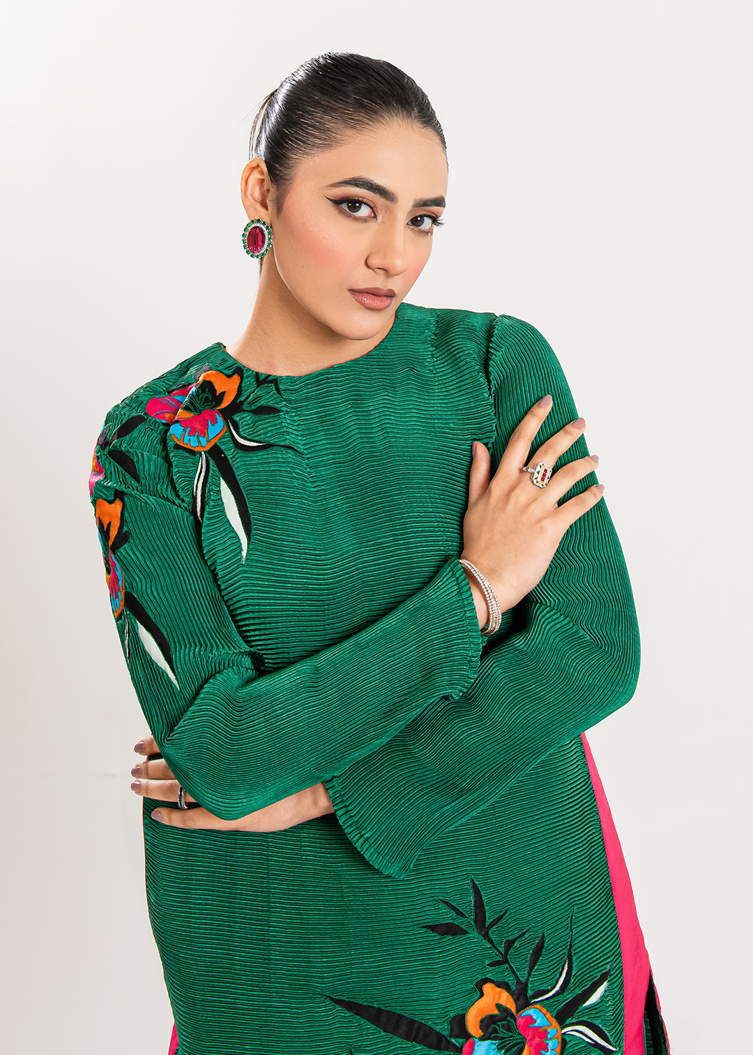 Maria Osama Khan | Claire Pleated Silk | Ivy - House Of Hania