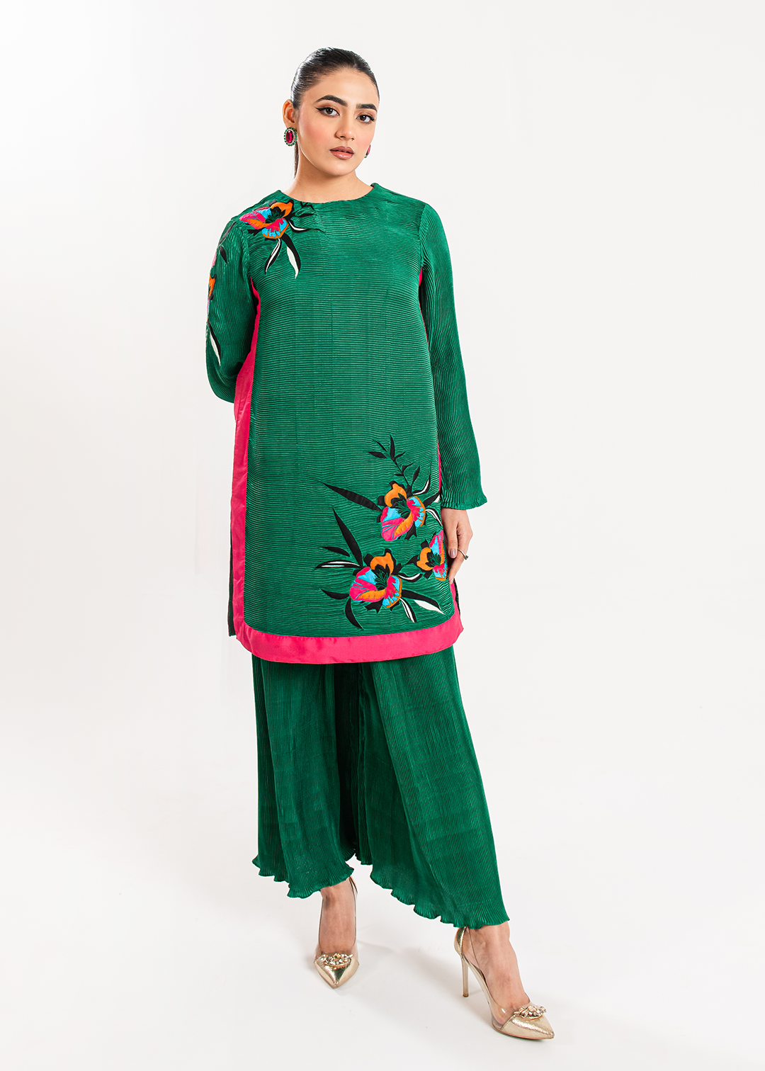 Maria Osama Khan | Claire Pleated Silk | Ivy - House Of Hania