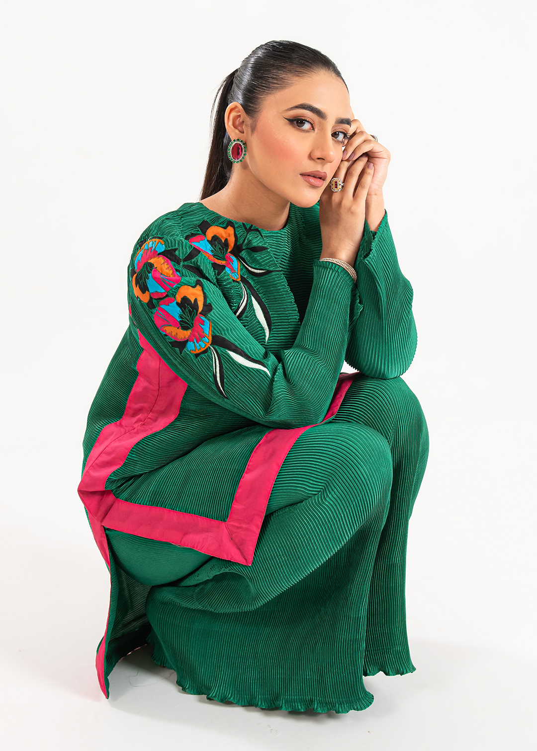 Maria Osama Khan | Claire Pleated Silk | Ivy - House Of Hania
