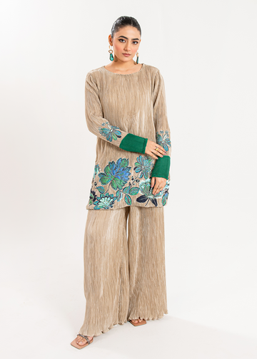 Maria Osama Khan | Claire Pleated Silk | Stardust - House Of Hania