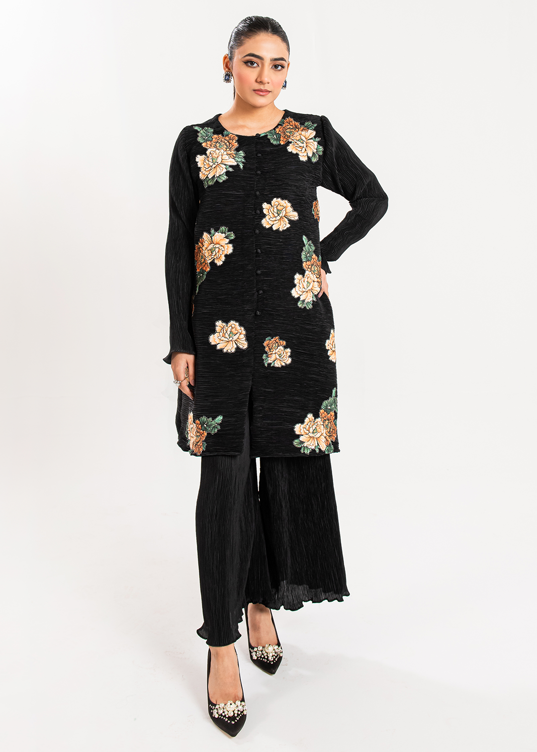 Maria Osama Khan | Claire Pleated Silk | Twilight - House Of Hania