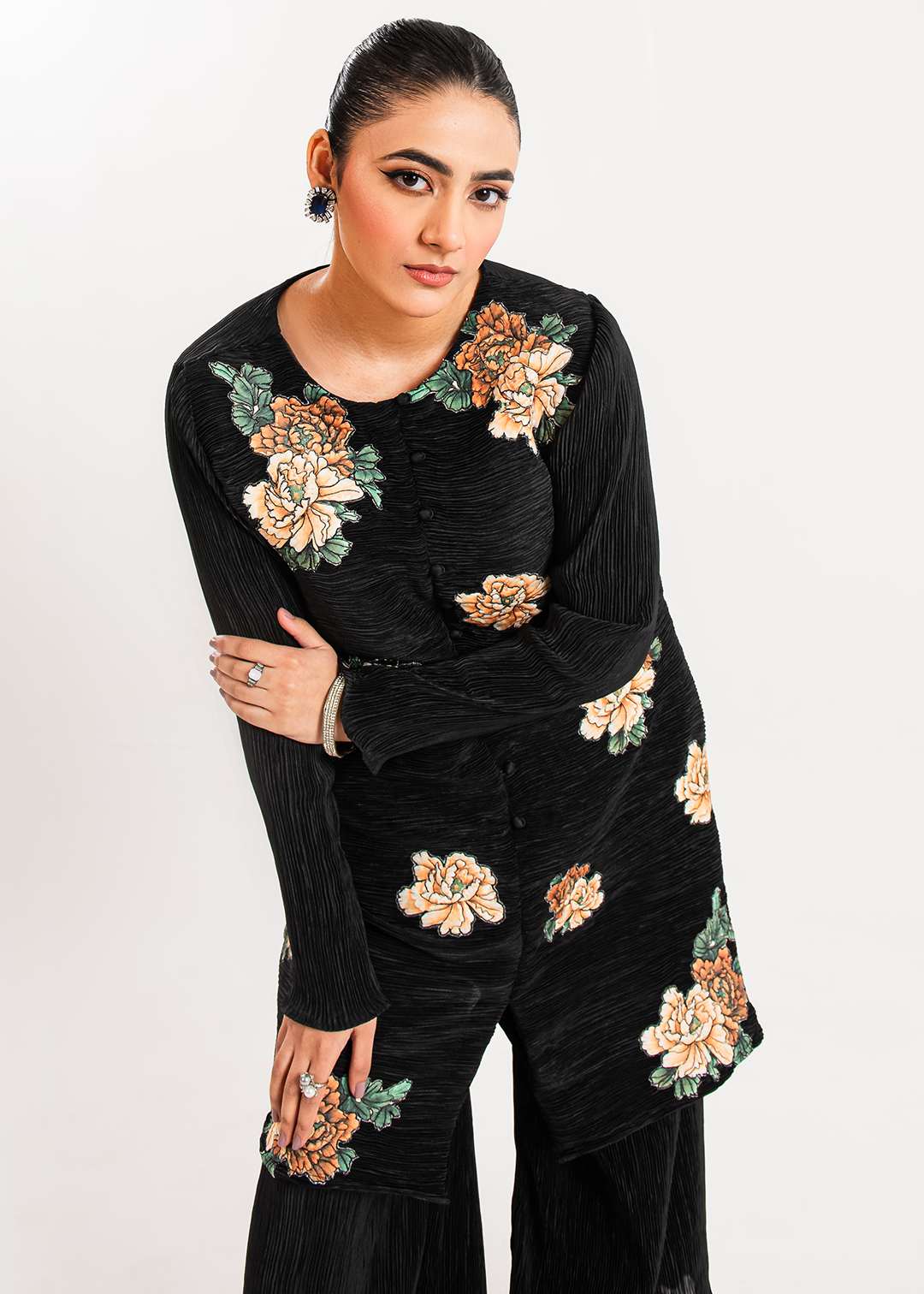 Maria Osama Khan | Claire Pleated Silk | Twilight - House Of Hania