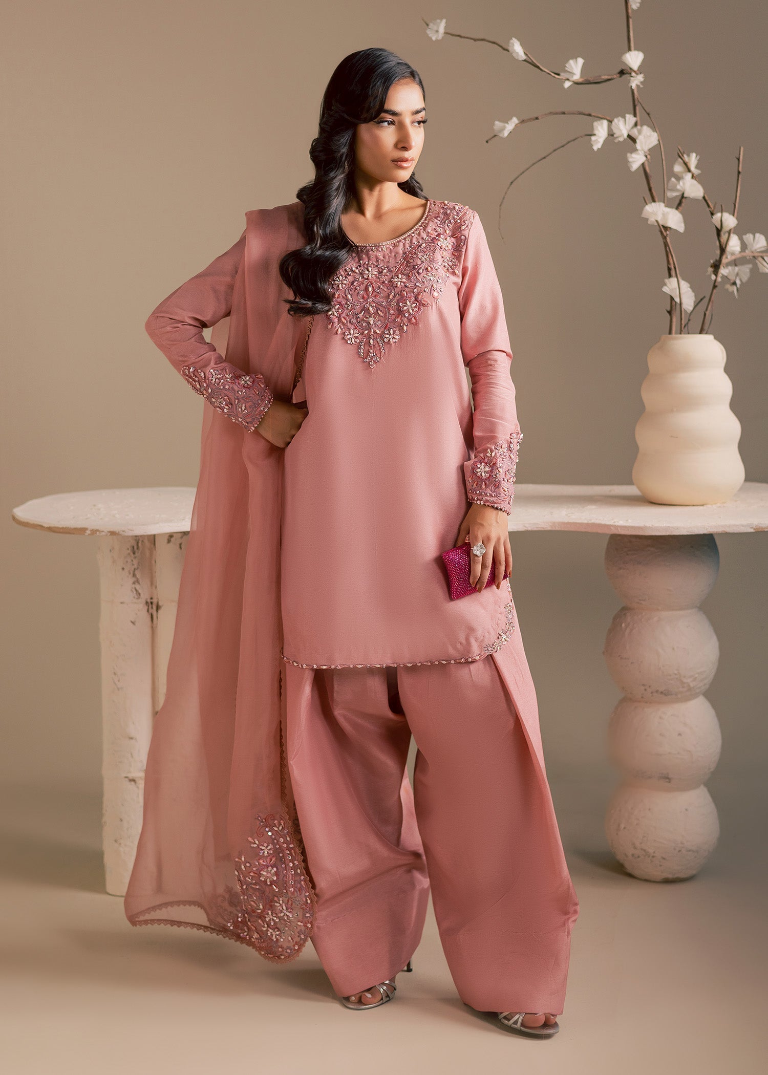 Maria Osama Khan | Noir Bliss Luxury Formals | Blush Dew - House Of Hania