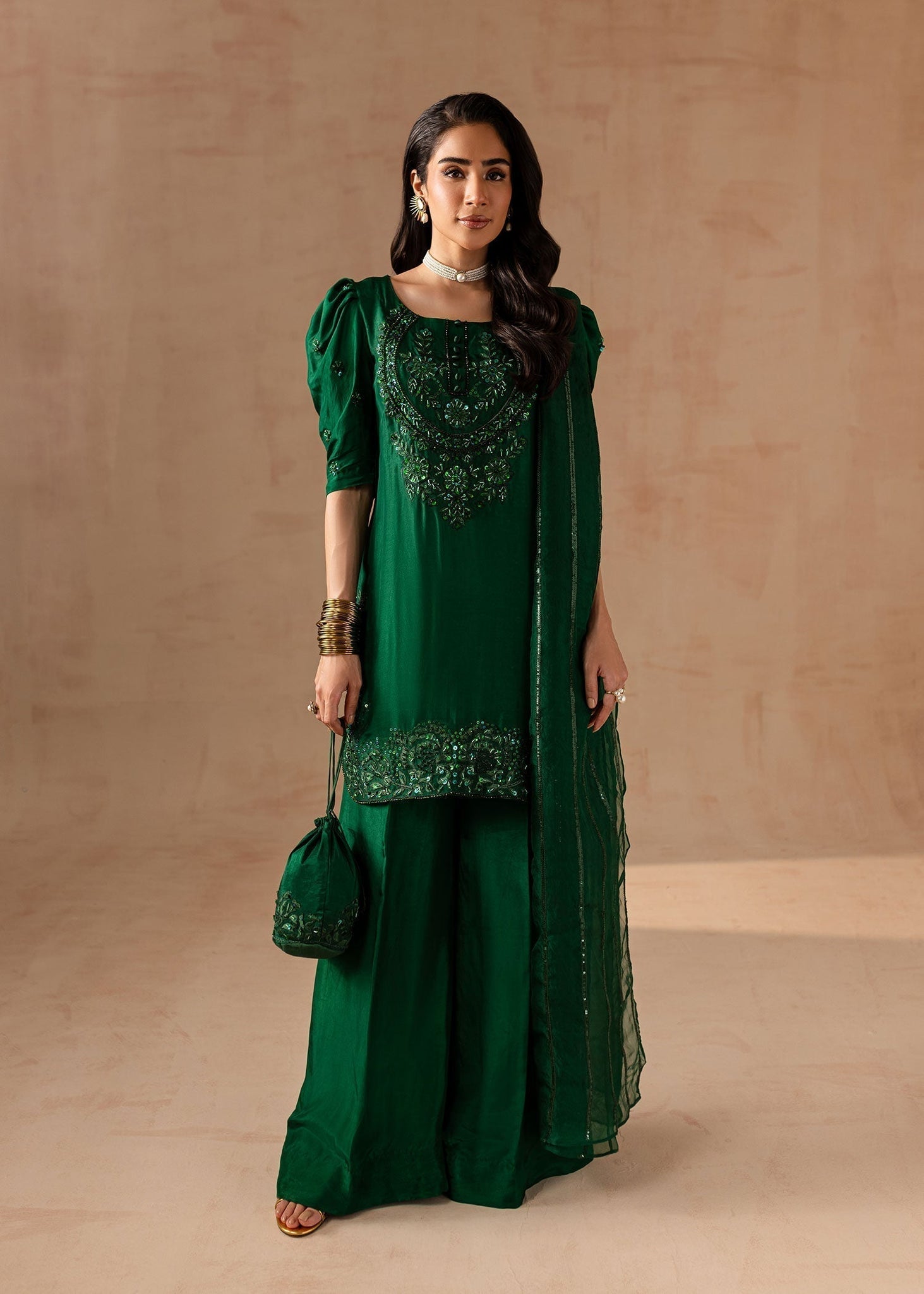 Maria Osama Khan | Noir Bliss Luxury Formals | Emerald Green - House Of Hania