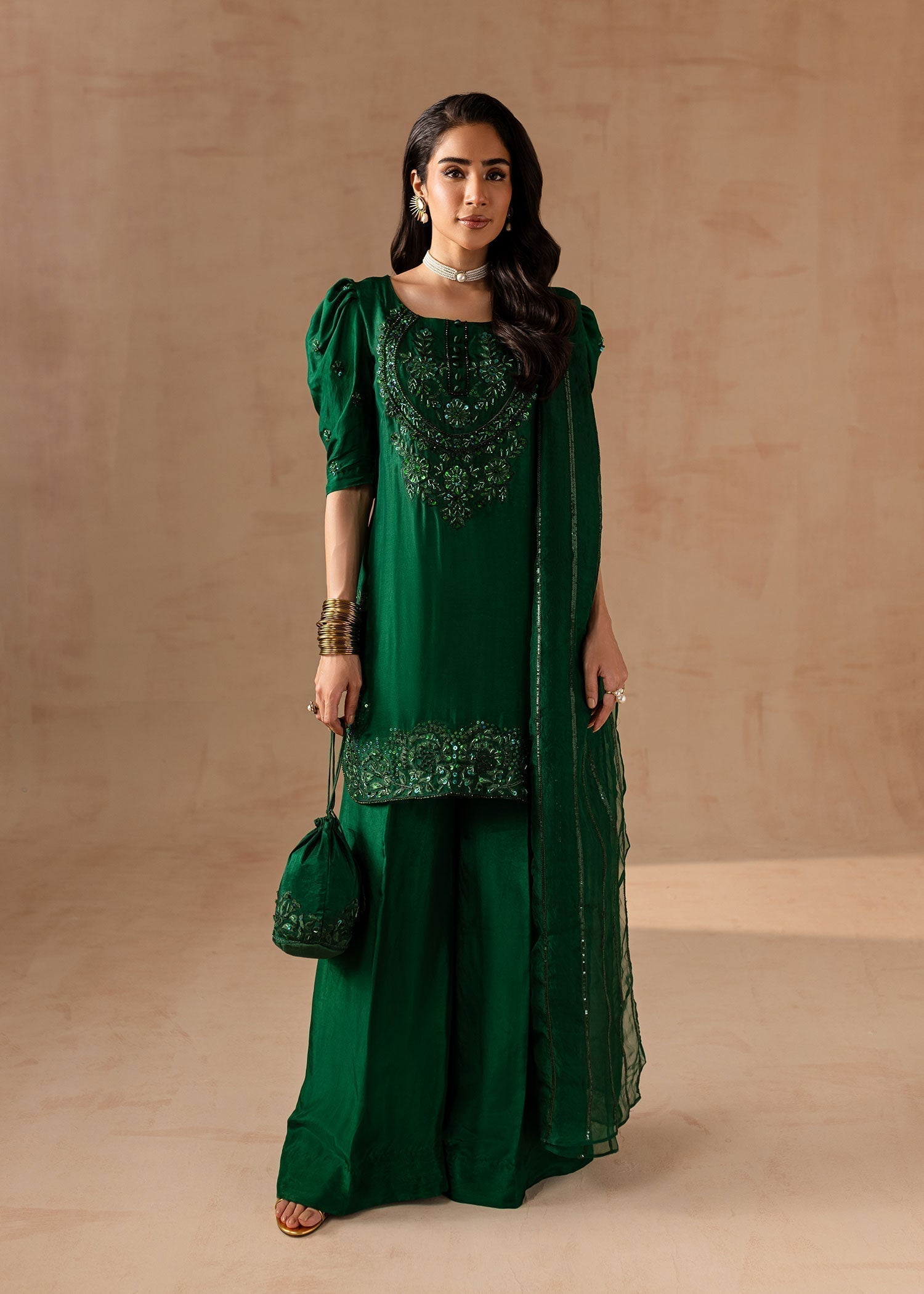 Maria Osama Khan | Noir Bliss Luxury Formals | Emerald Green - House Of Hania