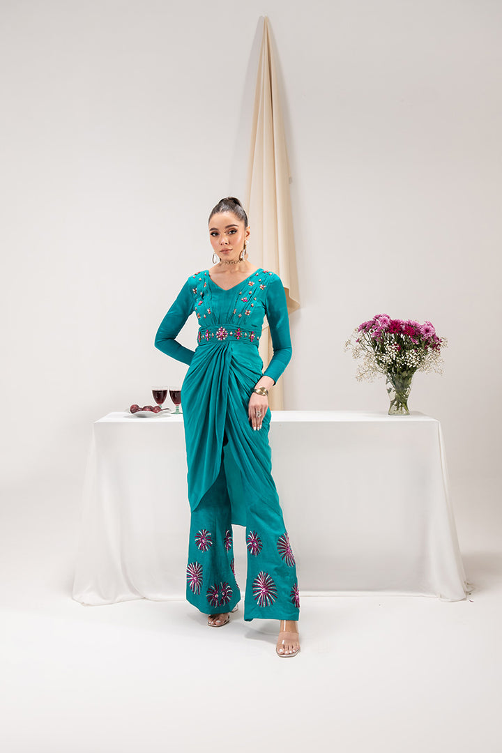 Maria Osama Khan | Tiffany Formals | Aquamarine - House Of Hania