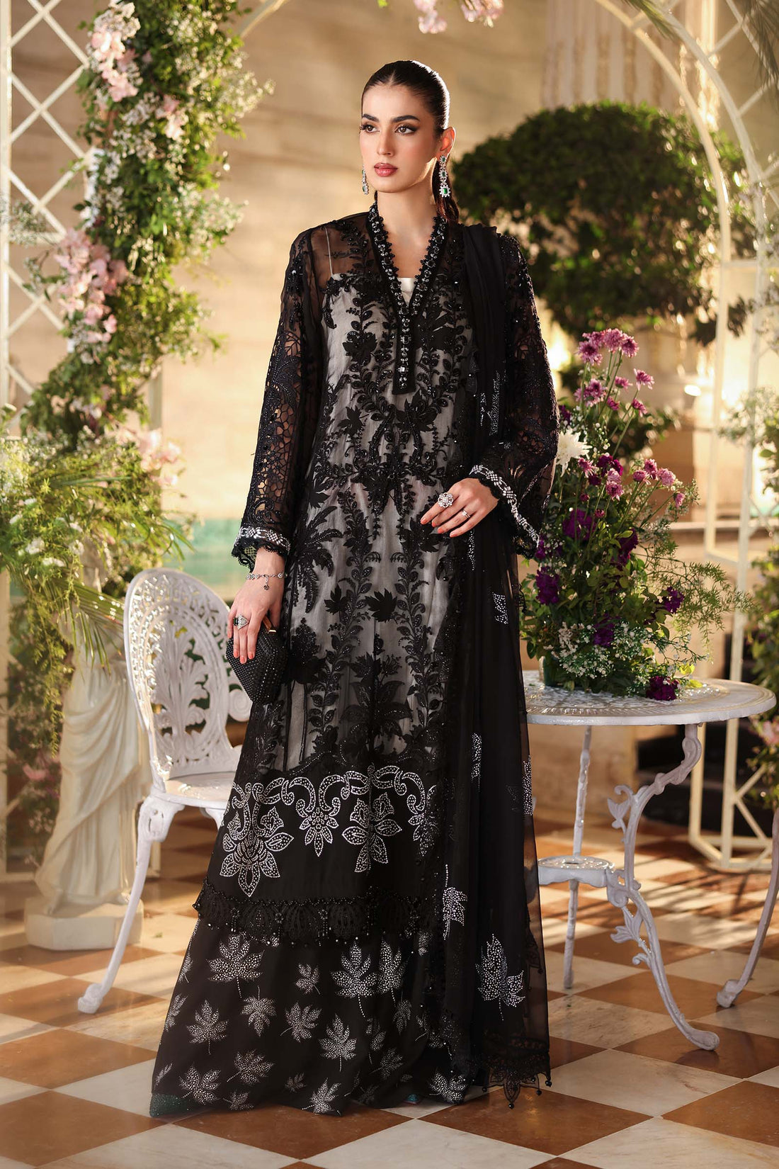 Maria b | Chiffon Formals 26 | MPC-26-101-Black - House Of Hania
