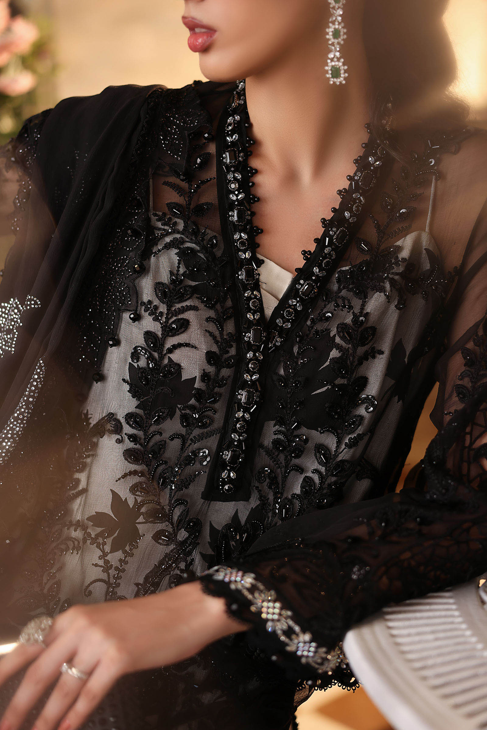 Maria b | Chiffon Formals 26 | MPC-26-101-Black - House Of Hania