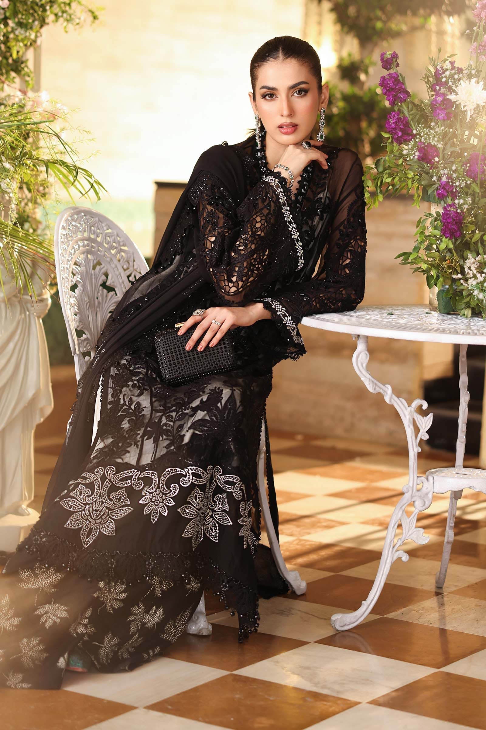 Maria b | Chiffon Formals 26 | MPC-26-101-Black - House Of Hania