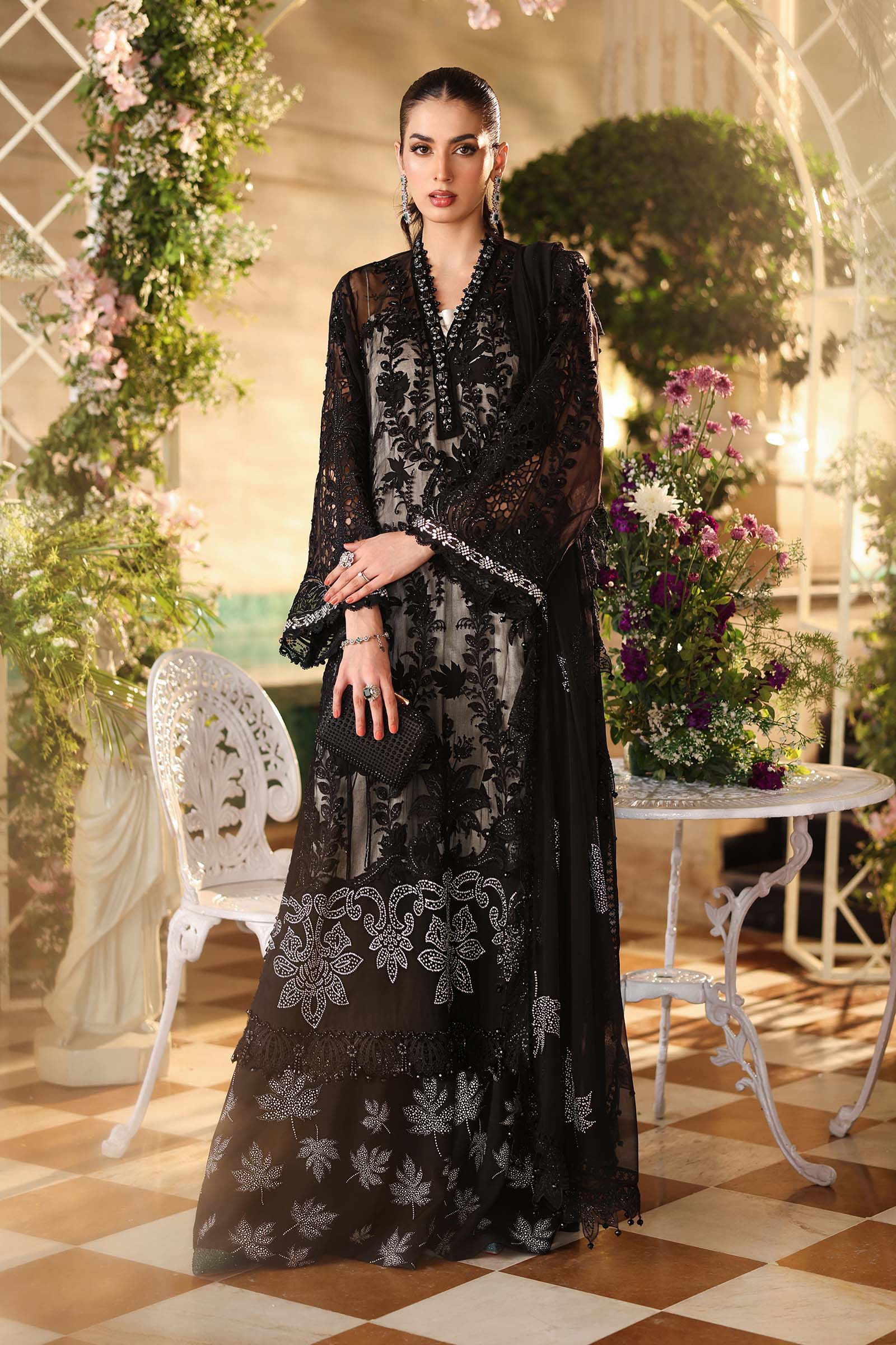 Maria b | Chiffon Formals 26 | MPC-26-101-Black - House Of Hania