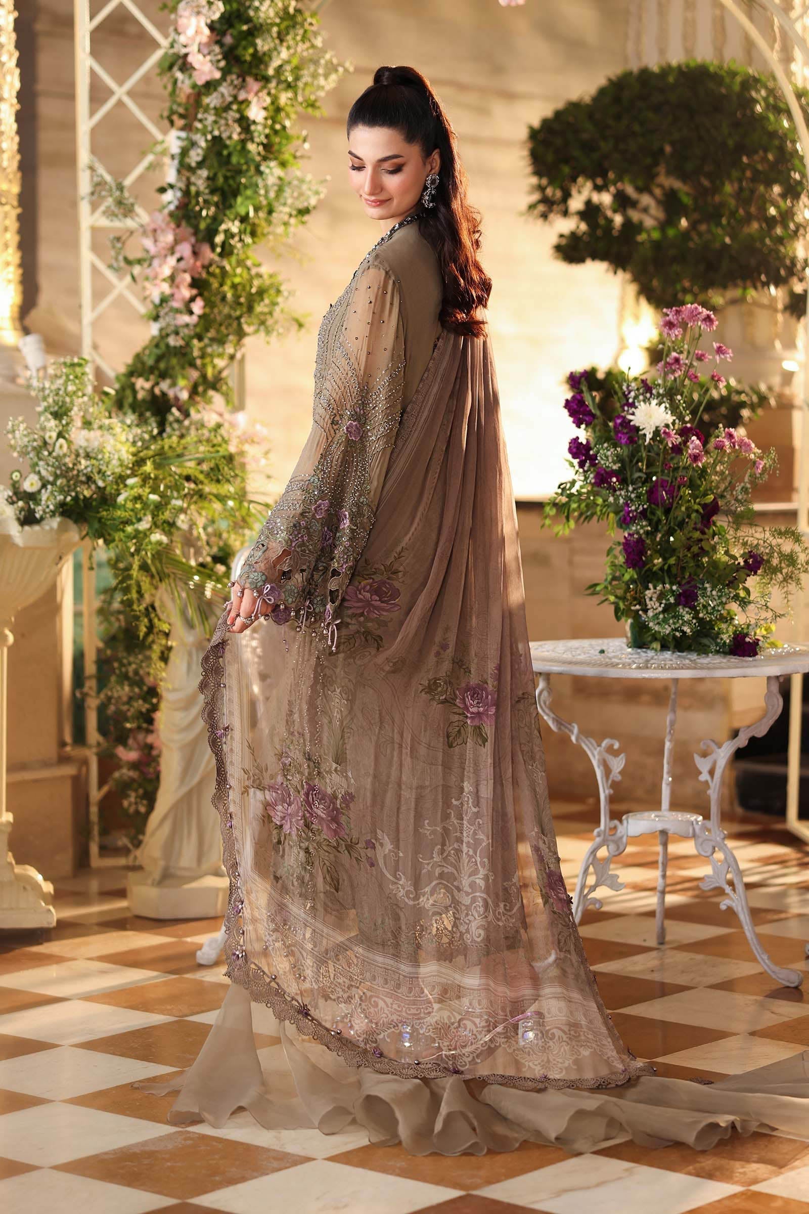 Maria b | Chiffon Formals 26 | MPC-26-102-Muted Mocha Brown - House Of Hania