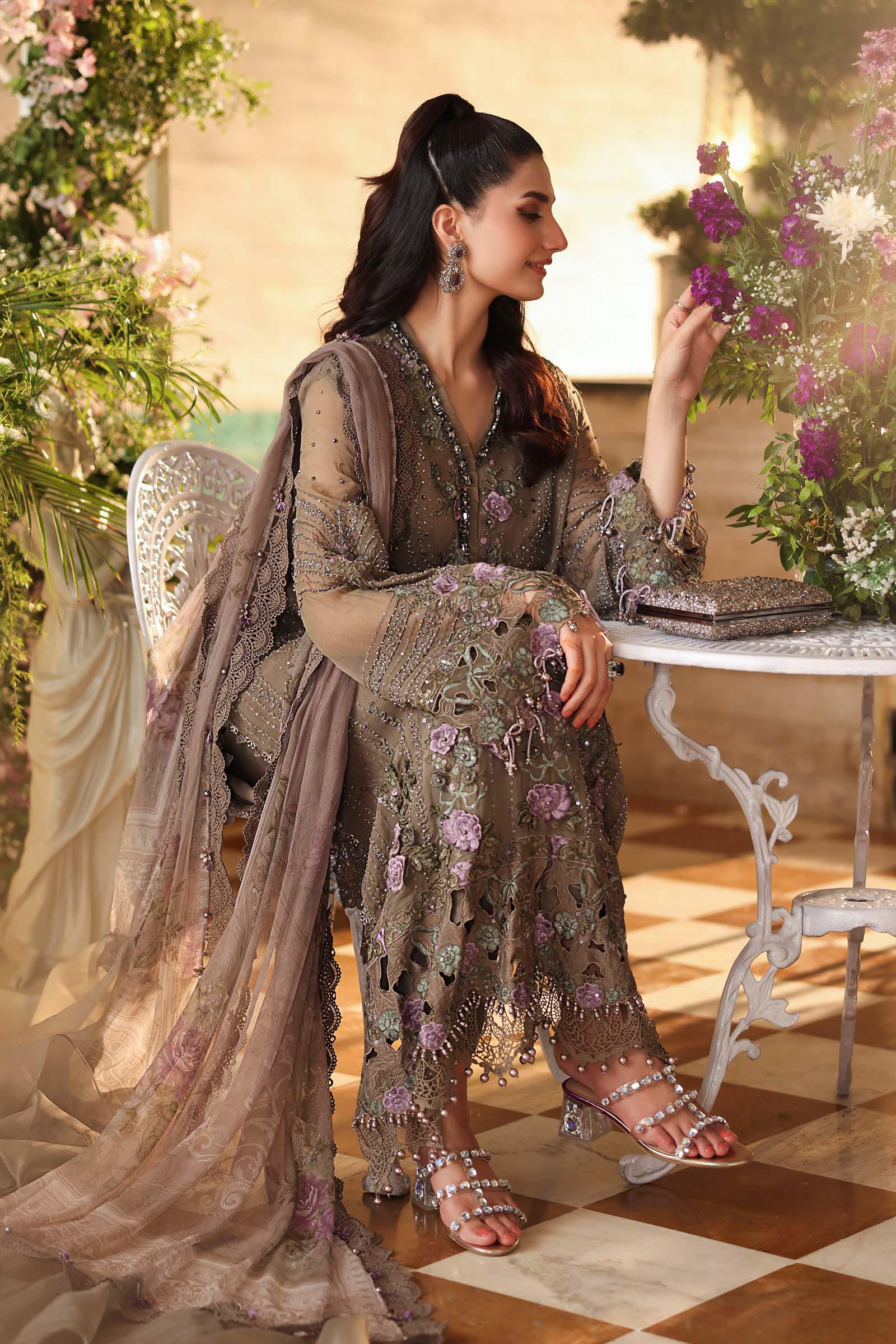 Maria b | Chiffon Formals 26 | MPC-26-102-Muted Mocha Brown - House Of Hania