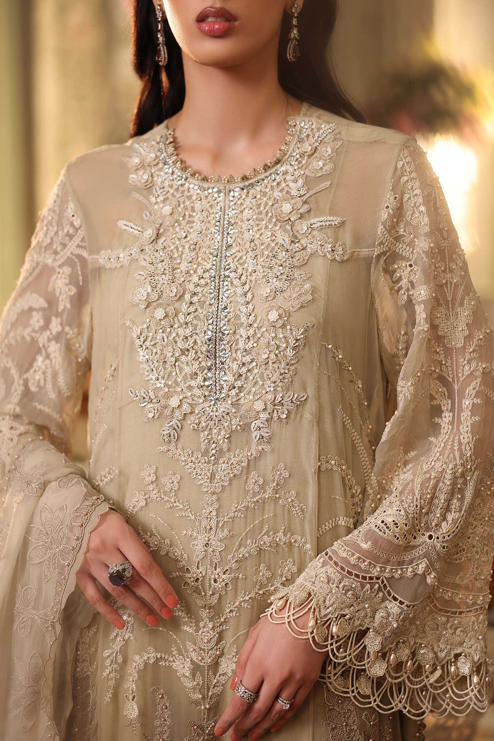 Maria b | Chiffon Formals 26 | MPC-26-103-Olive Gold - House Of Hania