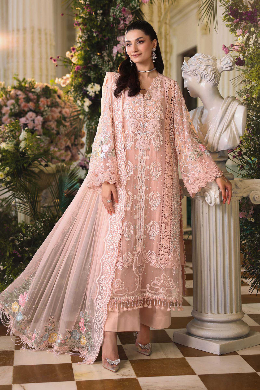 Maria b | Chiffon Formals 26 | MPC-26-104-Peach Pink - House Of Hania