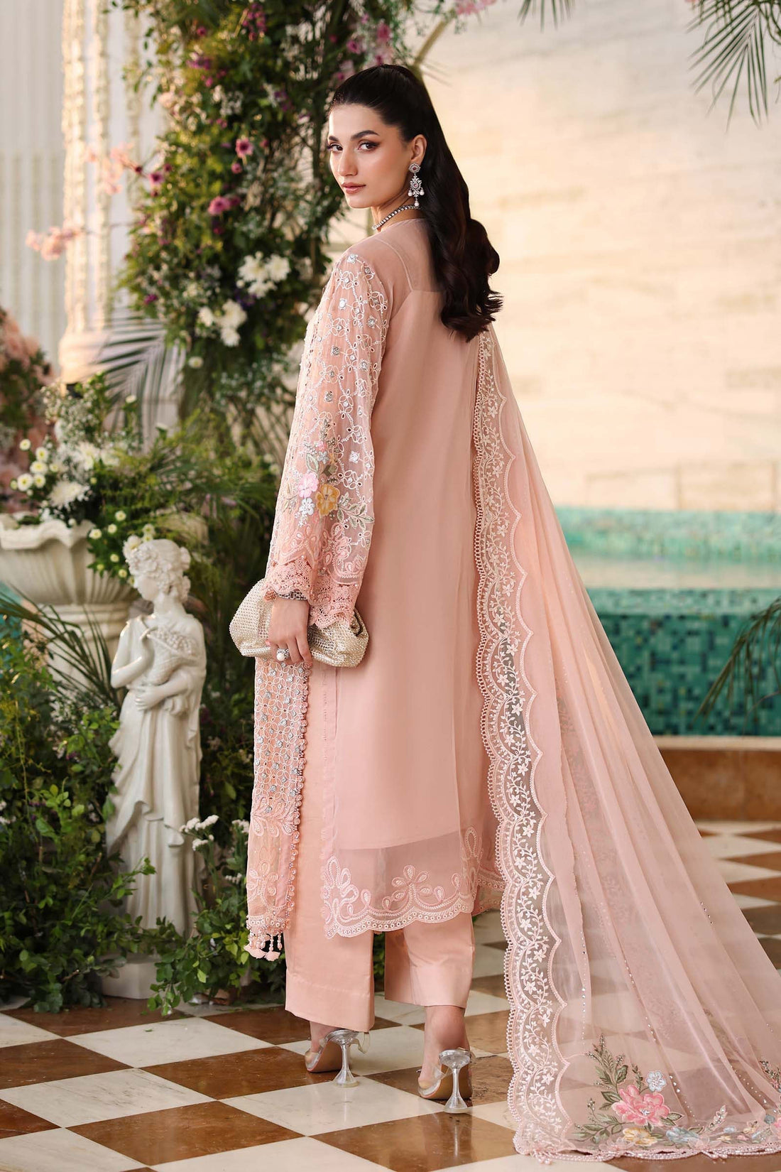 Maria b | Chiffon Formals 26 | MPC-26-104-Peach Pink - House Of Hania