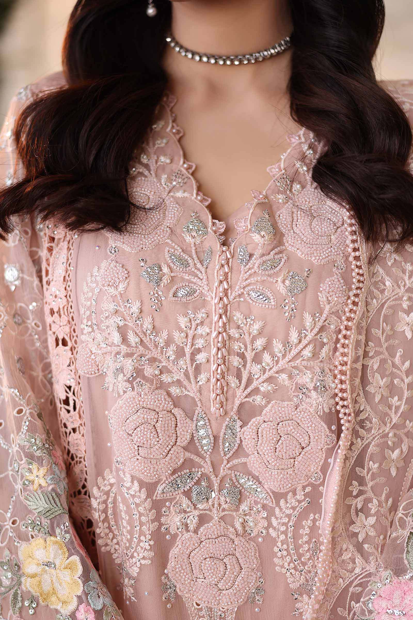 Maria b | Chiffon Formals 26 | MPC-26-104-Peach Pink - House Of Hania