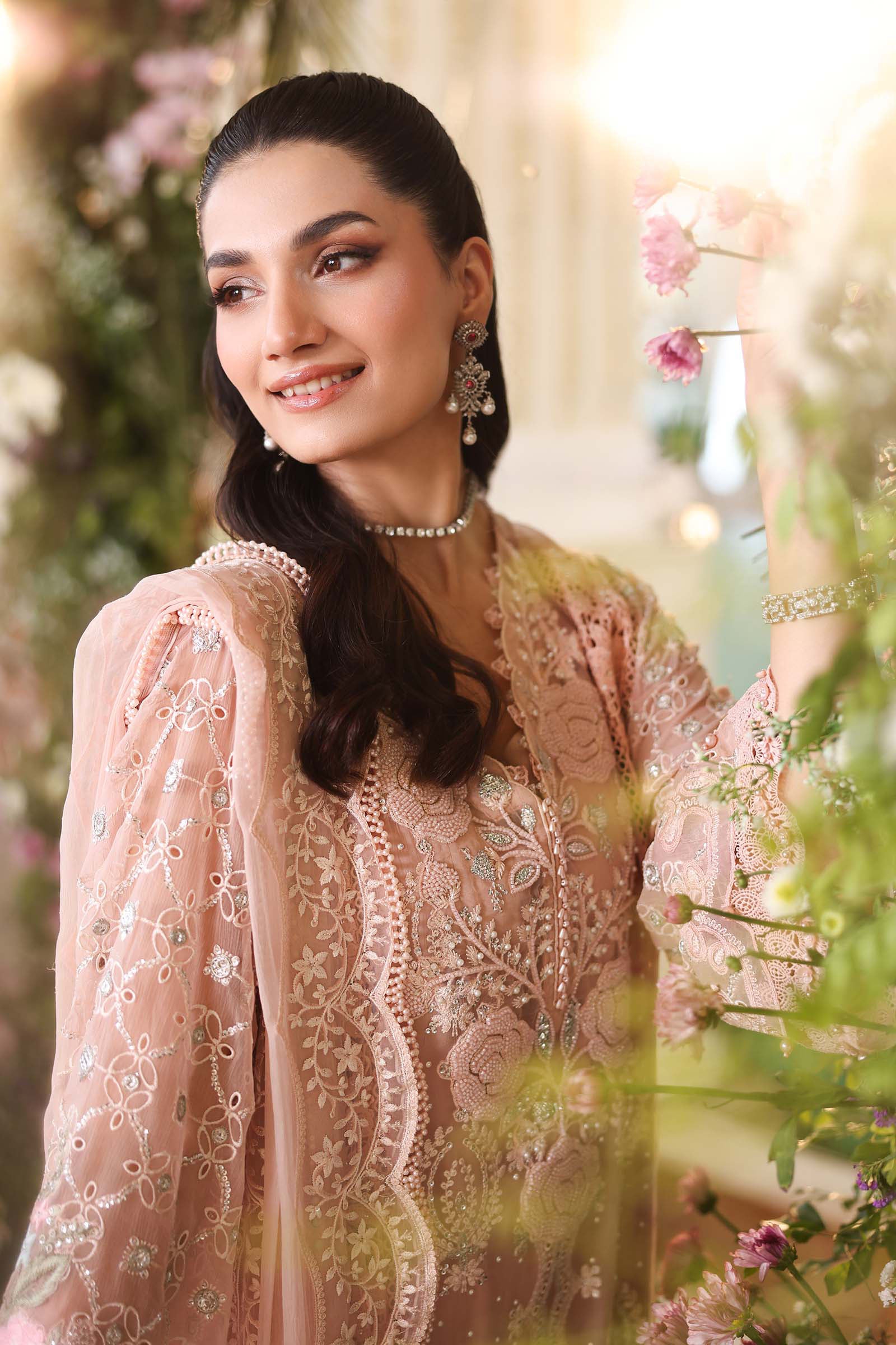 Maria b | Chiffon Formals 26 | MPC-26-104-Peach Pink - House Of Hania
