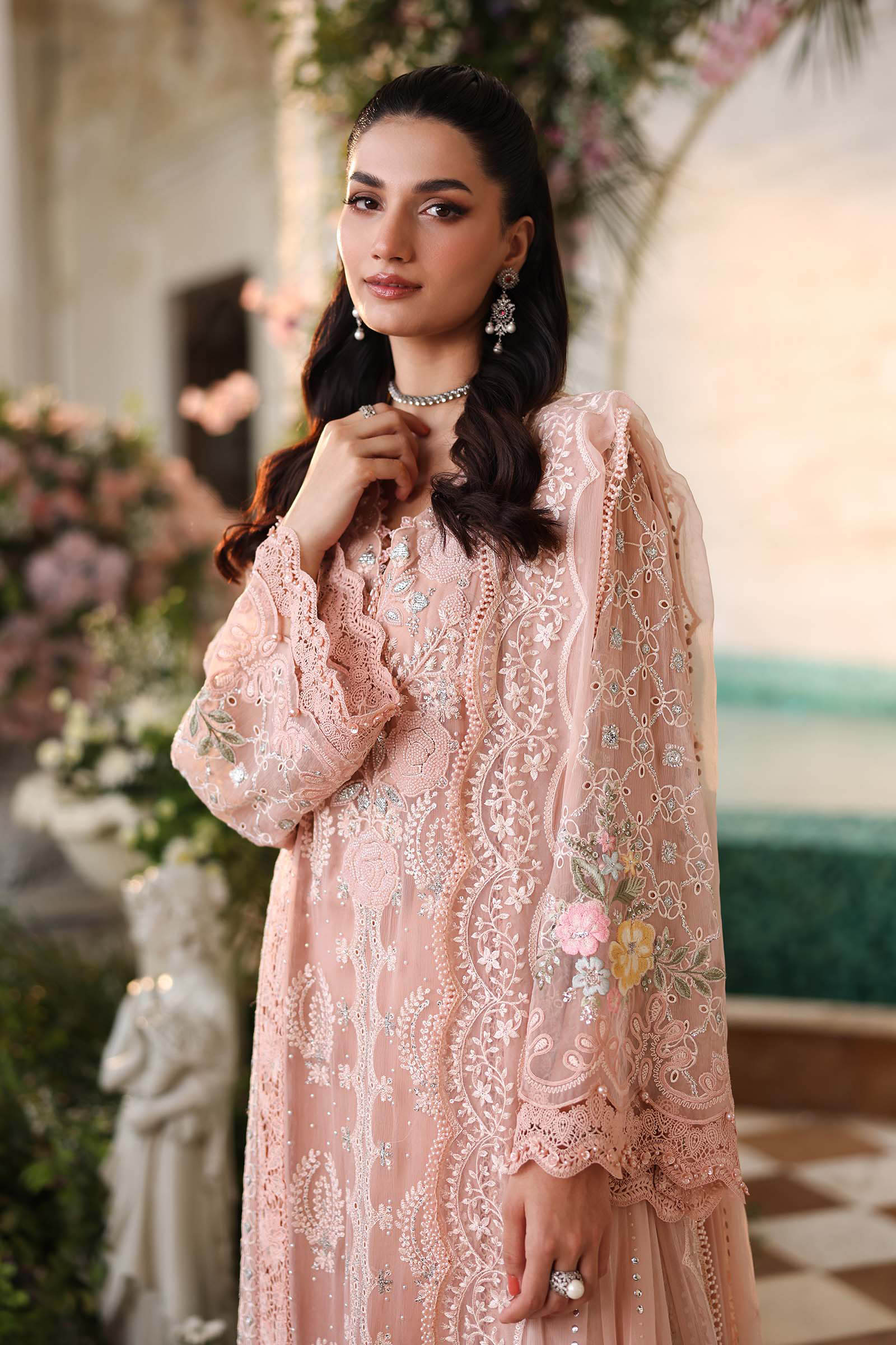 Maria b | Chiffon Formals 26 | MPC-26-104-Peach Pink - House Of Hania