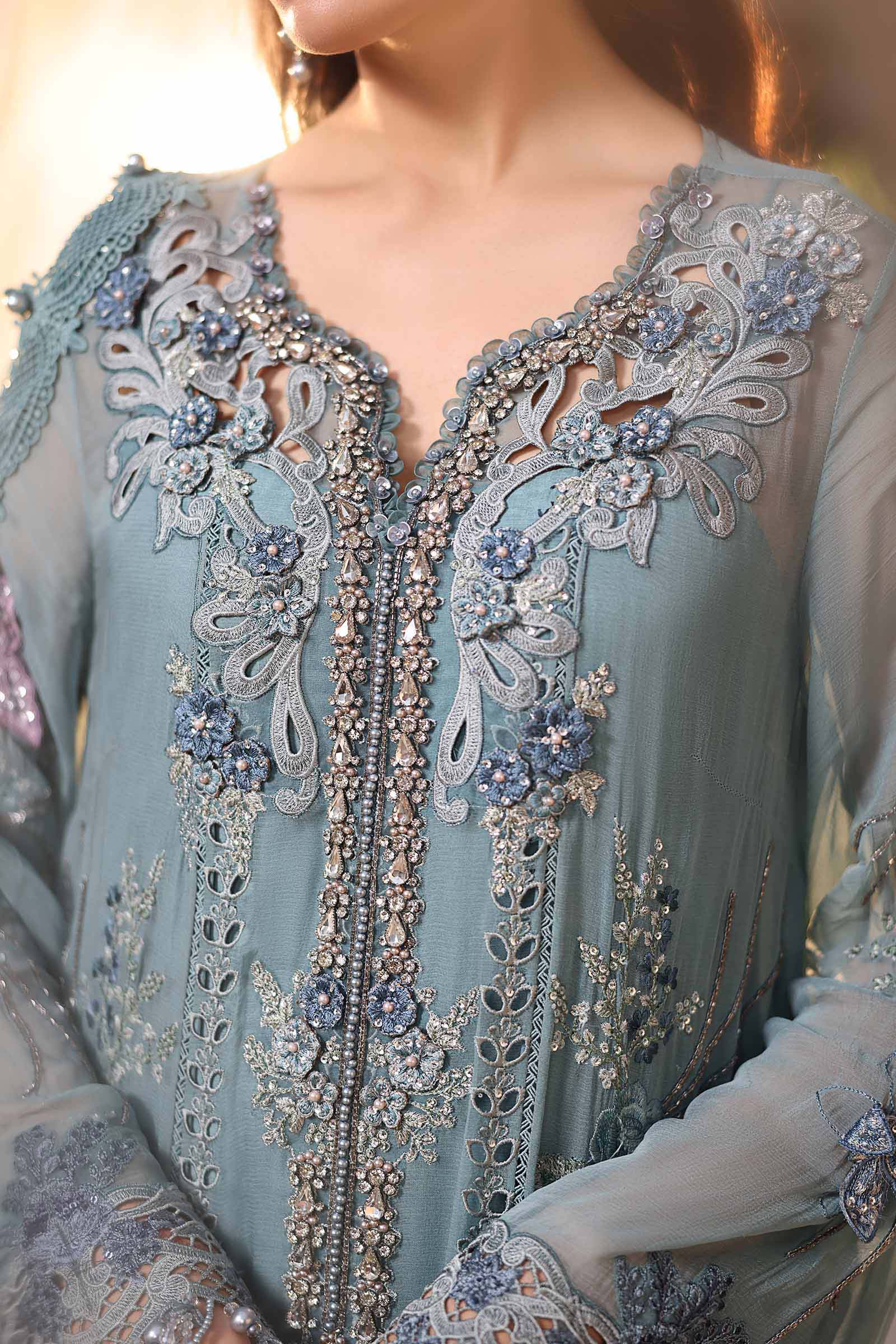 Maria b | Chiffon Formals 26 | MPC-26-106-Slate Blue - House Of Hania