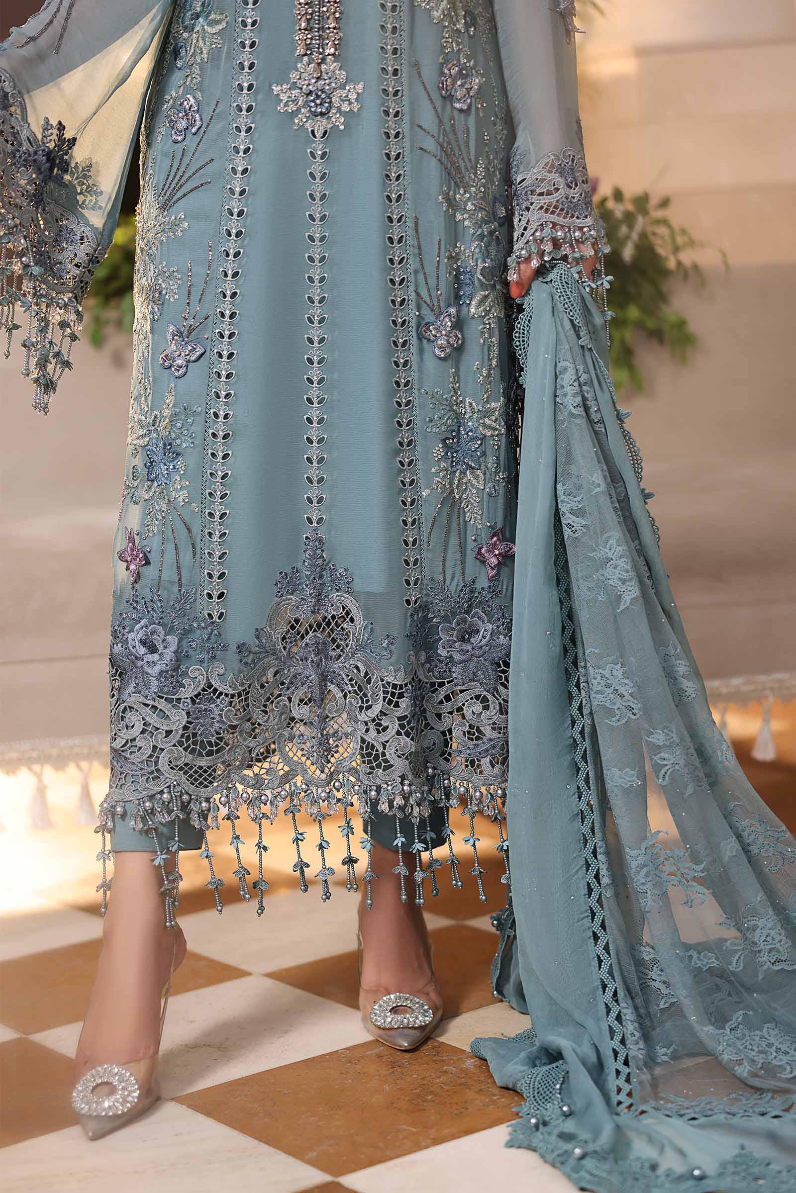 Maria b | Chiffon Formals 26 | MPC-26-106-Slate Blue - House Of Hania
