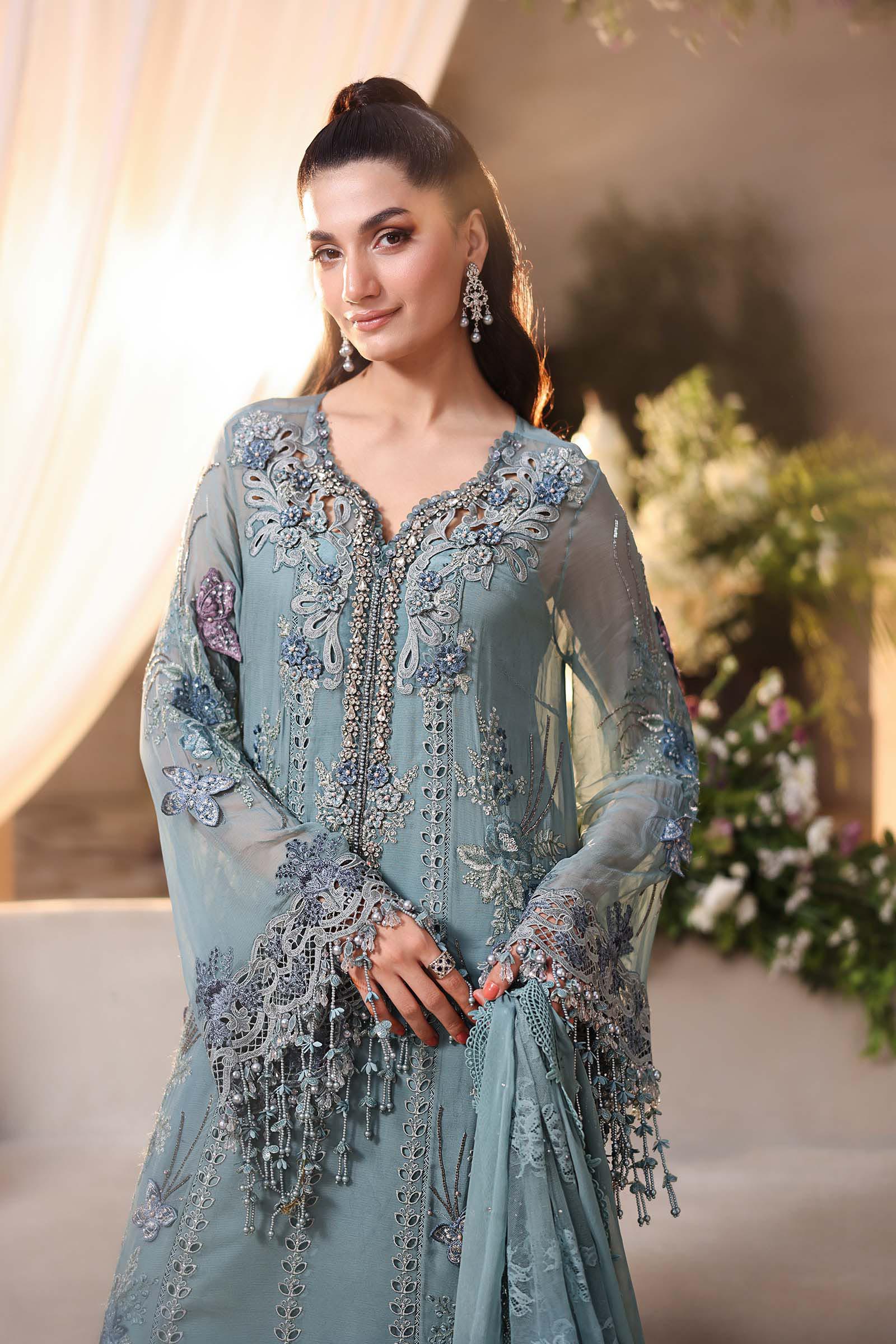 Maria b | Chiffon Formals 26 | MPC-26-106-Slate Blue - House Of Hania