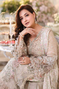 Maria b | Chiffon Formals 26 | MPC-26-107-Ivory Beige - House Of Hania