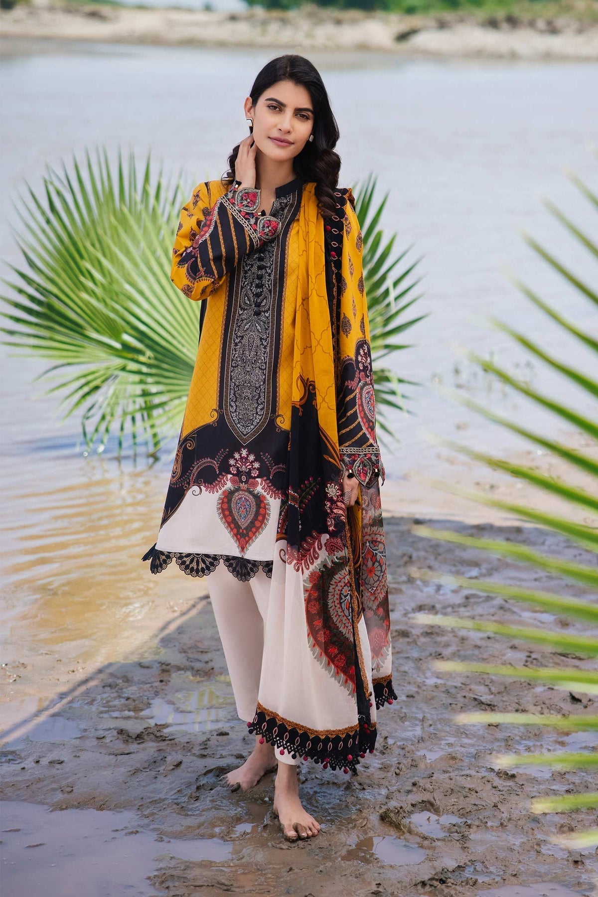 Maria b | M Basics Lawn | 407-B - House Of Hania