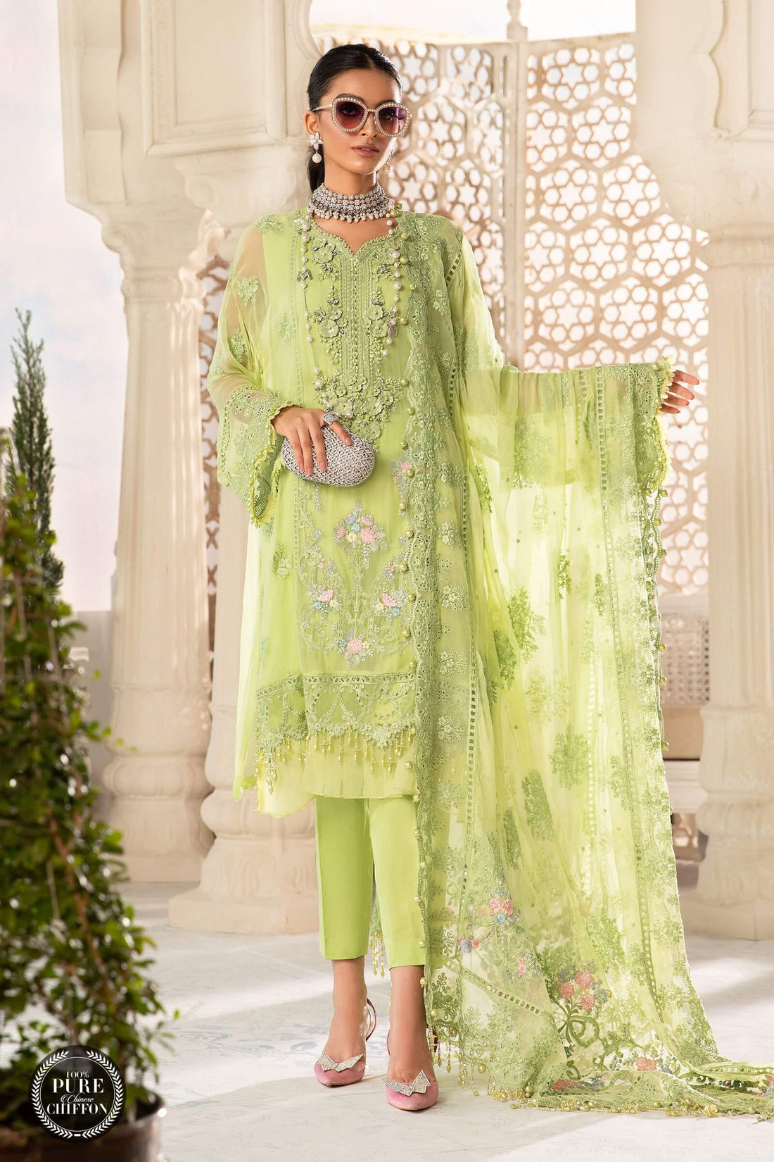 MariaB – Chiffon – MPC-22-207-Lime Green - House Of Hania